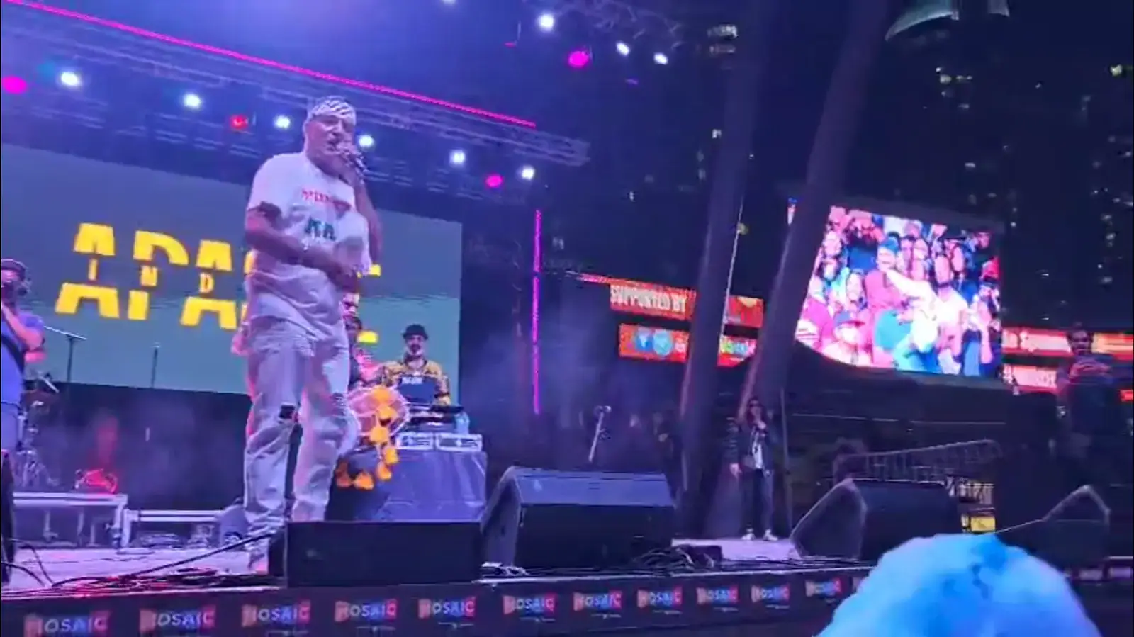 Apache Indian performing on the Mosaic stage