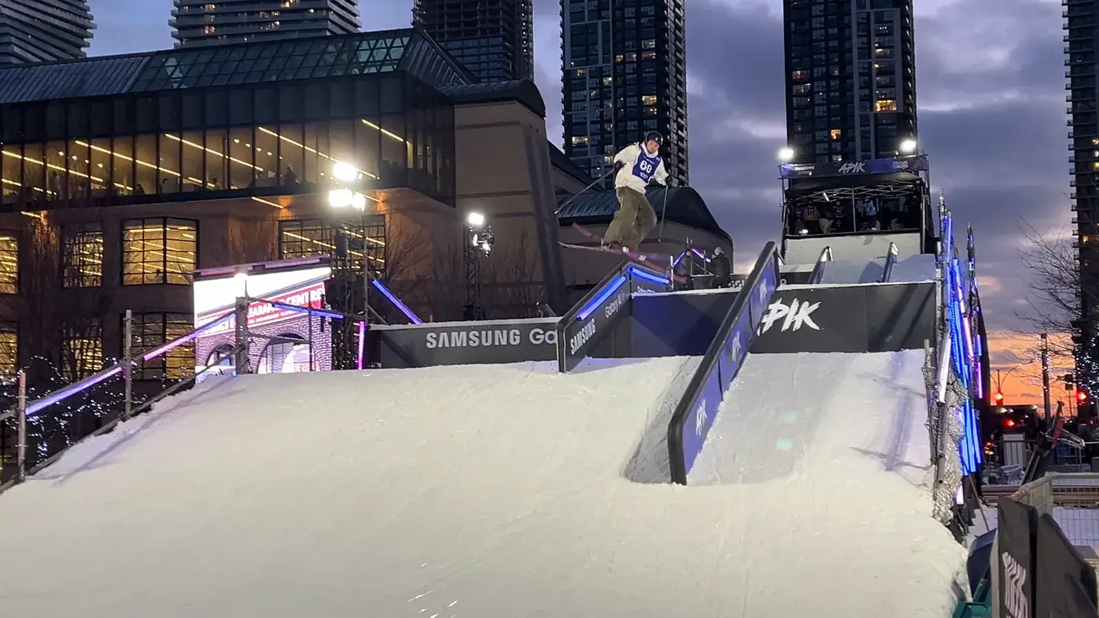 A snowboarder on the APIK ramp