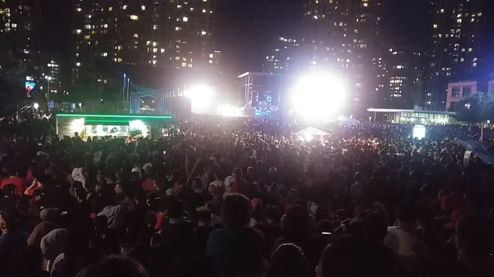 A huge Canada Day crowd under the stage lights