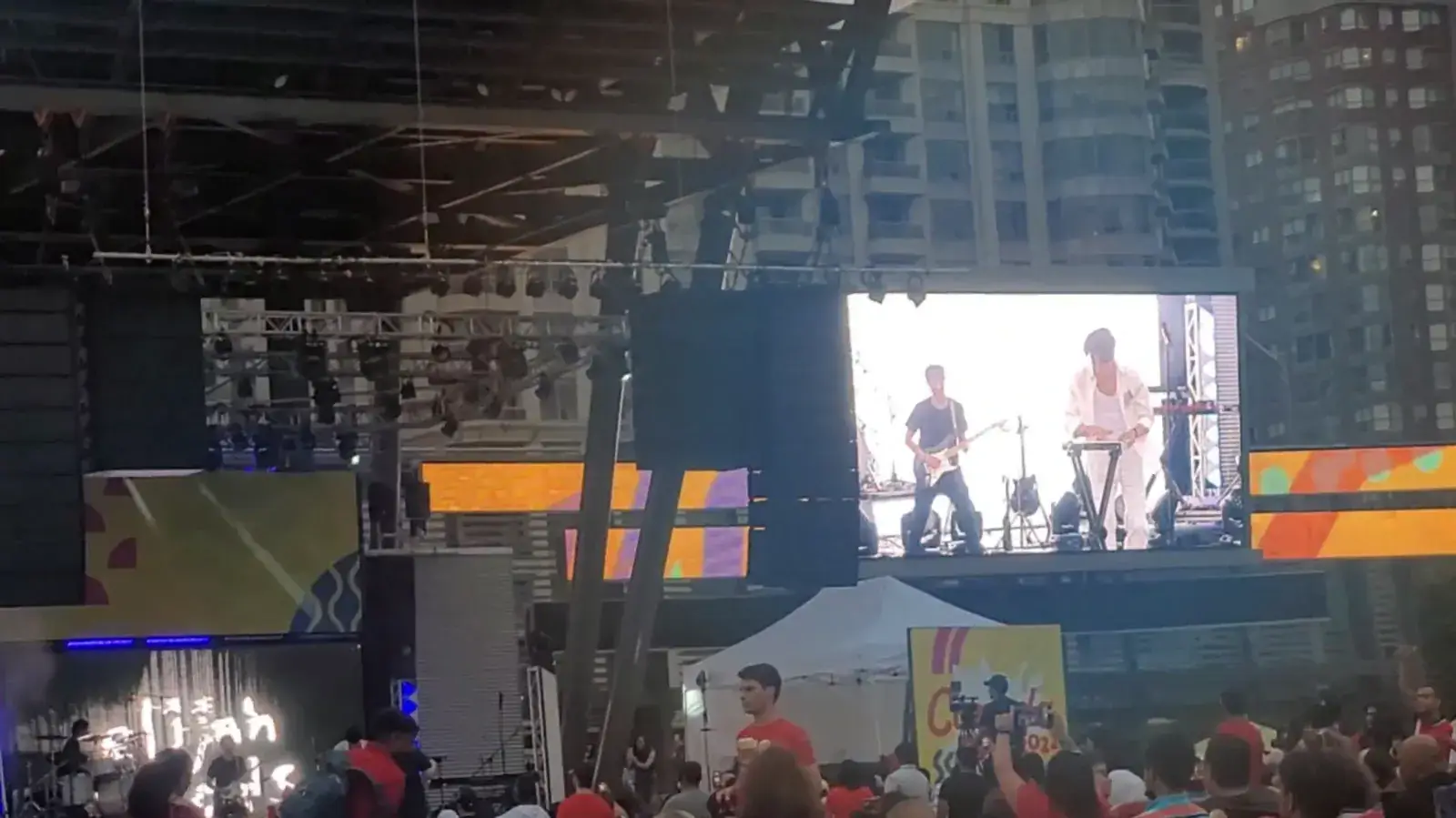 Canada Day crowd watching the big screen