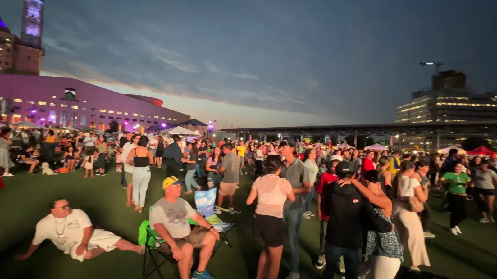 The crowd dancing at the Latin Festival