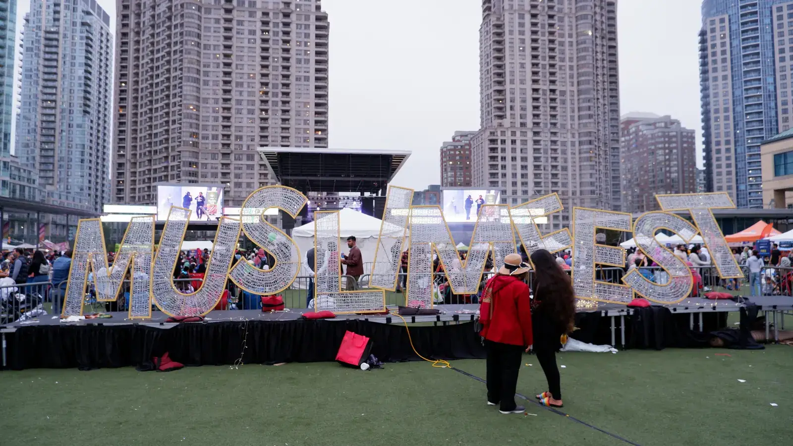 The MuslimFest sign on the Square
