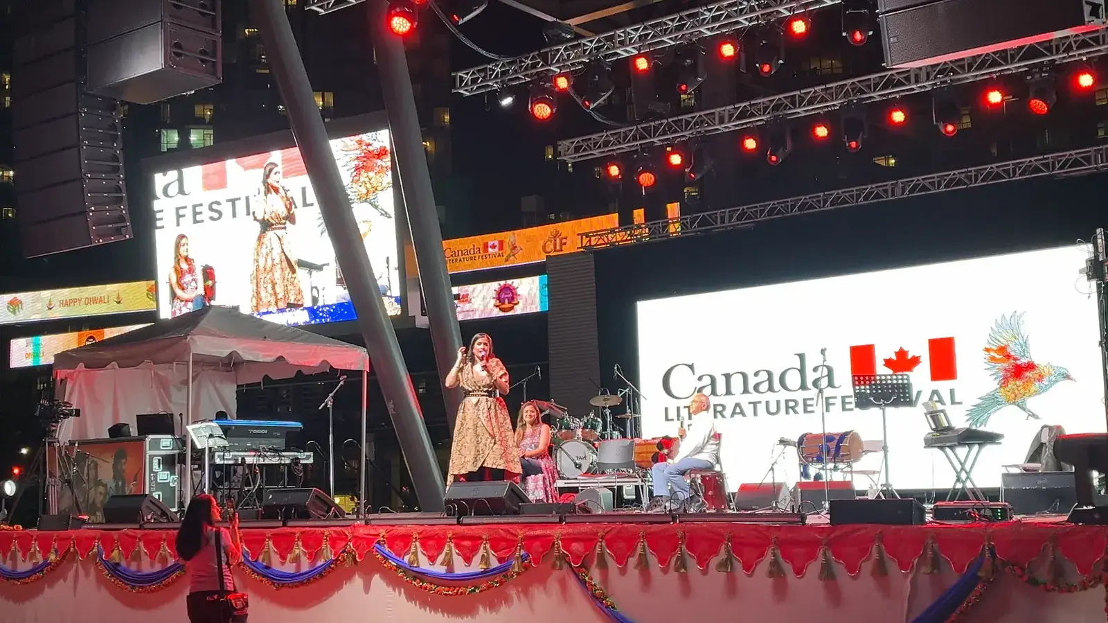 Sona Mohapatra on stage at the Canada Literature Festival